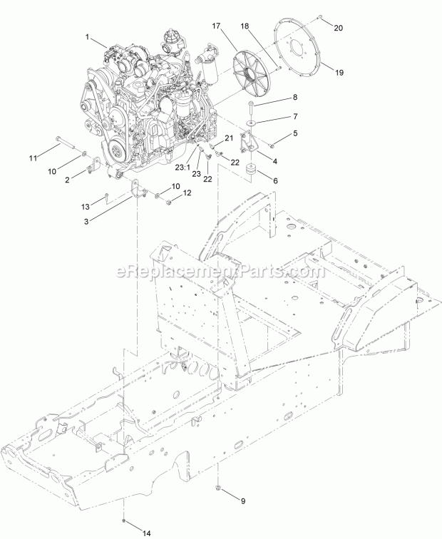 Toro 25450W (314000001-314000500) Rt1200 Traction Unit, 2014 Engine Assembly Diagram