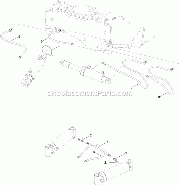 Toro 25450W (314000001-314000500) Rt1200 Traction Unit, 2014 Backfill Blade Hydraulic Plumbing Assembly Diagram