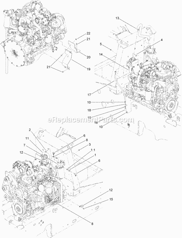 Toro 25450W (314000501-314999999) Rt1200 Traction Unit, 2014 Engine Heat Shield and Hose Assembly Diagram