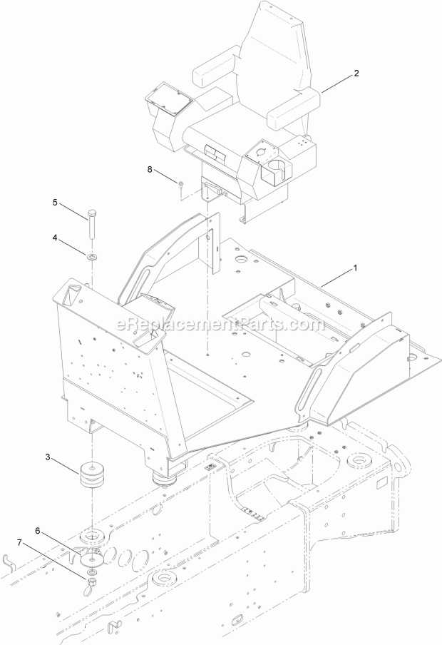 Toro 25450W (314000501-314999999) Rt1200 Traction Unit, 2014 Operator Platform and Seat Assembly Diagram