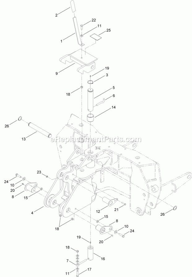 Toro 25452E (314000001-314999999) Backhoe, Rt1200 Trencher, 2014 Swing Tower and Boom Latch Assembly Diagram