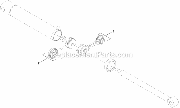 Toro 25463 (316000001-316999999) Plow Kit, Rt1200 Trencher, 2016 Hydraulic Cylinder Assembly No. 127-1866 Diagram