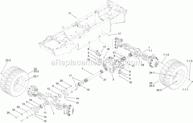 Toro 25500 (315000001-315999999) Rt1200 Traction Unit, 2015 Wheel and Drive Assembly Diagram