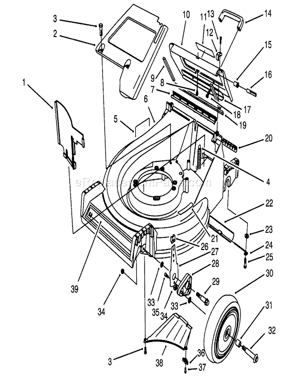 Toro 26620B (3900001-3999999)(1993) Lawn Mower Housing Assembly Diagram