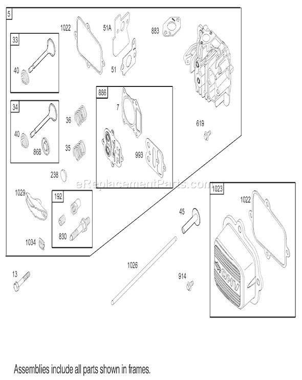 Toro 26634 (240000001-240999999)(2004) Lawn Mower Cylinder Head Assembly Briggs and Stratton Model 122602-0120-E1 Diagram