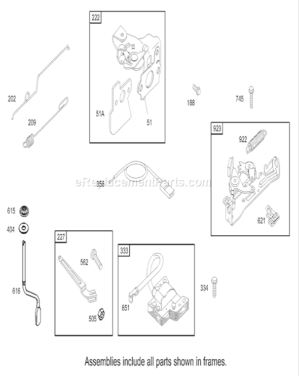 Toro 26634 (260000001-260999999)(2006) Lawn Mower Governor Assembly Briggs and Stratton Model 122602-0120-E1 Diagram