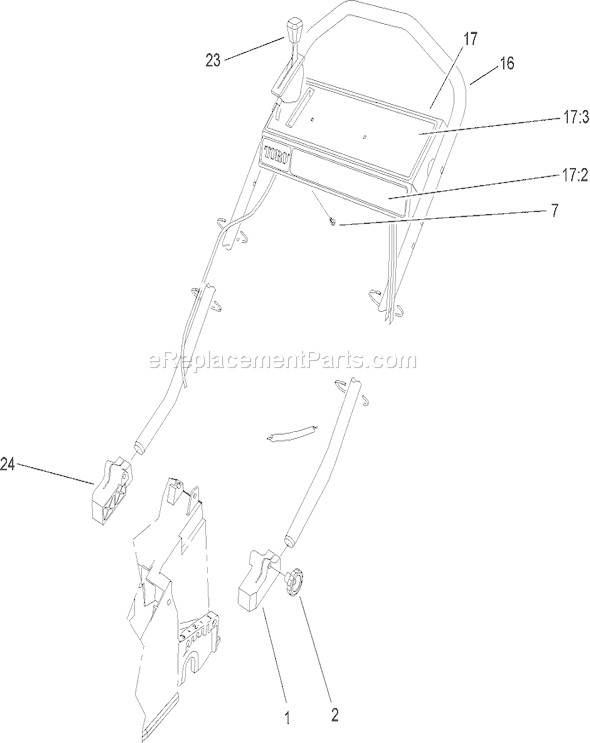 Toro 26634 (280000001-280999999)(2008) Lawn Mower Handle Assembly Diagram