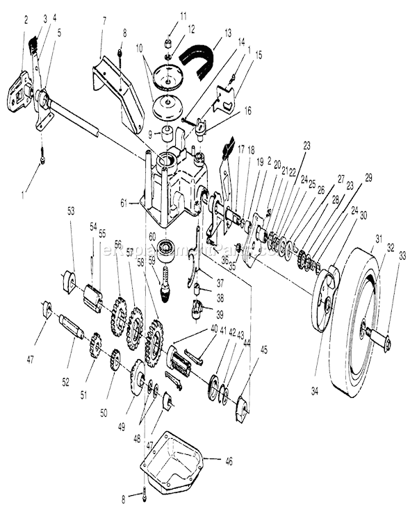 Toro 26635BC (5900001-5999999)(1995) Lawn Mower Gear Case Assembly Diagram