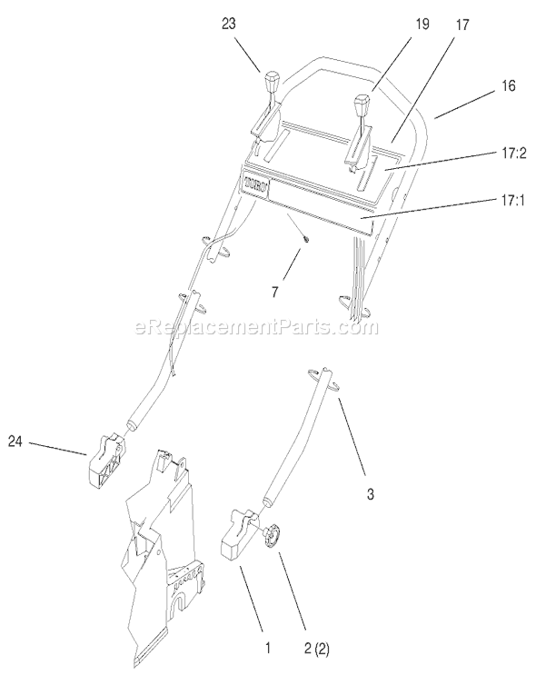 Toro 26638 (210000001-210999999)(2001) Lawn Mower Handle Assembly Diagram