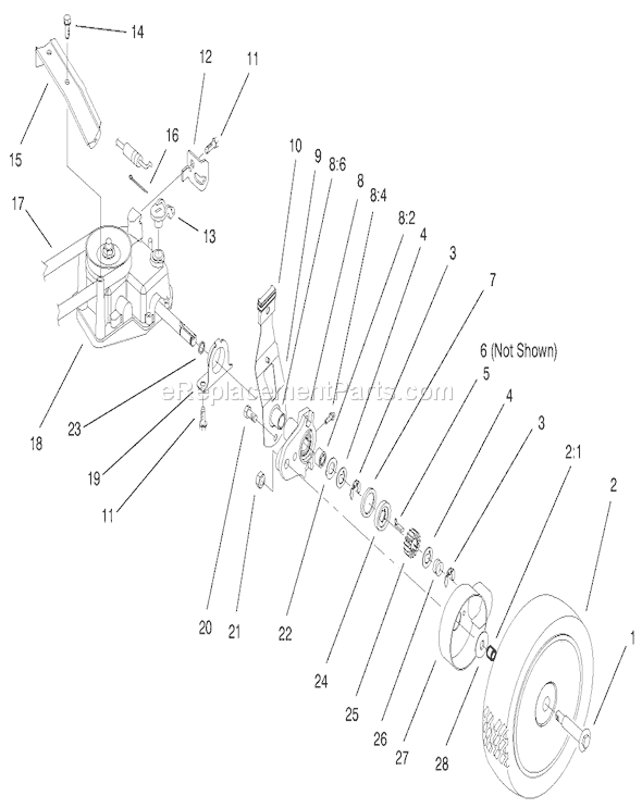 Toro 26638 (210000001-210999999)(2001) Lawn Mower Rear Axle Assembly Diagram