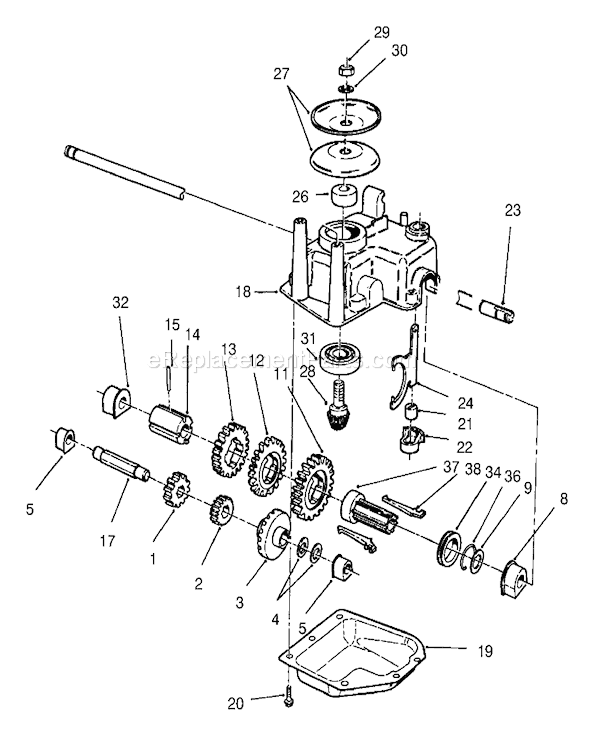 Toro 26638 (8900001-8999999)(1998) Lawn Mower Gear Case Assembly Diagram