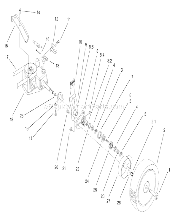 Toro 26638 (8900001-8999999)(1998) Lawn Mower Rear Axle Assembly Diagram