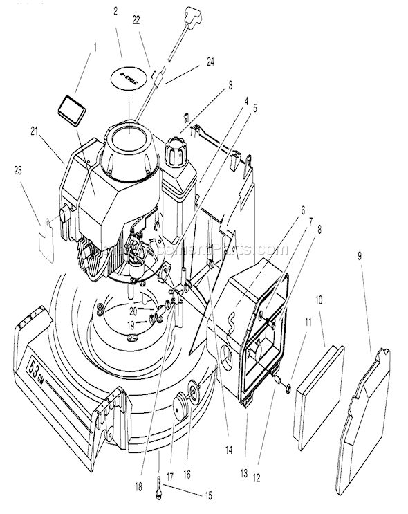 Toro 26643B (6900001-6999999)(1996) Lawn Mower Engine Assembly Diagram