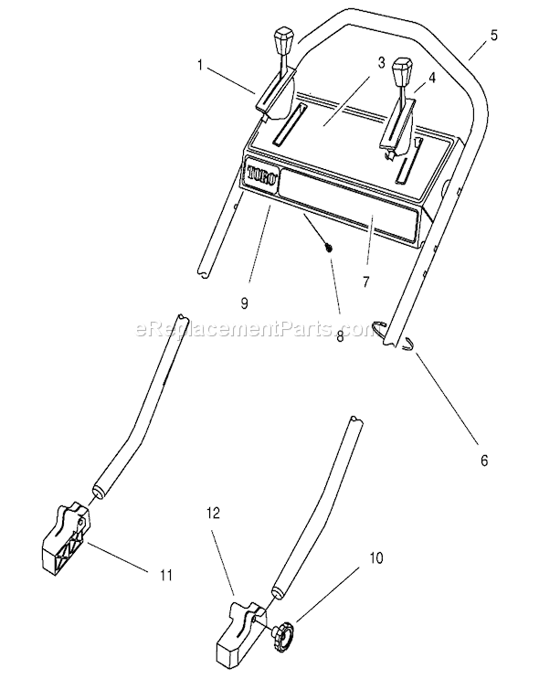 Toro 26643B (6900001-6999999)(1996) Lawn Mower Handle Assembly Diagram