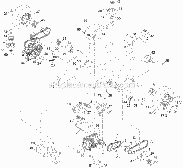 Toro 29518 (400000000-999999999) 30in Stand-on Aerator, 2017 Ground Drive Assembly Diagram