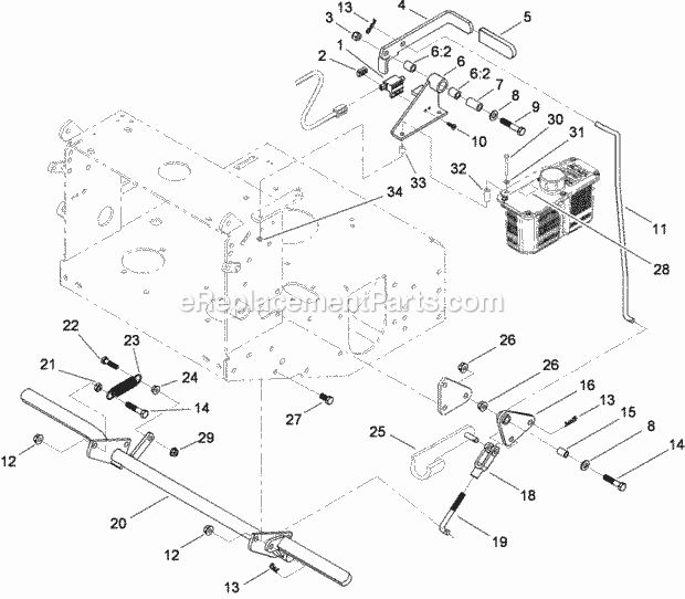 Toro 30033 (280000001-280999999) Commercial Walk-behind Traction Unit, 17hp Pistol-grip Hydro Drive, 2008 Parking Brake Assembly Diagram