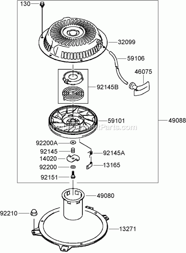 Toro 30033 (310000001-310999999) Commercial Walk-behind Traction Unit, 17hp Pistol-grip Hydro Drive, 2010 Starter Assembly Kawasaki Fh541v-Ds23 Diagram