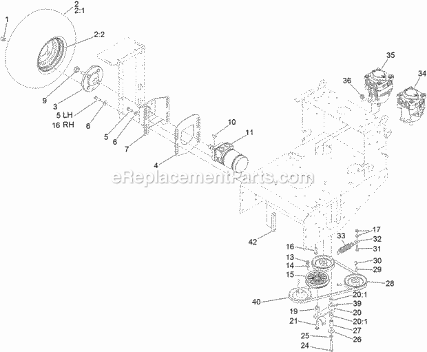 Toro 30069 (316000001-316999999) Commercial Walk-behind Traction Unit, 18hp Pistol-grip Hydro Drive, 2016 Rear Wheel and Hydraulic Drive Assembly Diagram