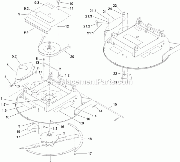 Toro 30072 (311000001-311999999) Commercial Walk-behind Mower, Floating Deck, T-bar, Gear Drive With 32in Cutting Unit, 2011 Par Deck Assembly Diagram