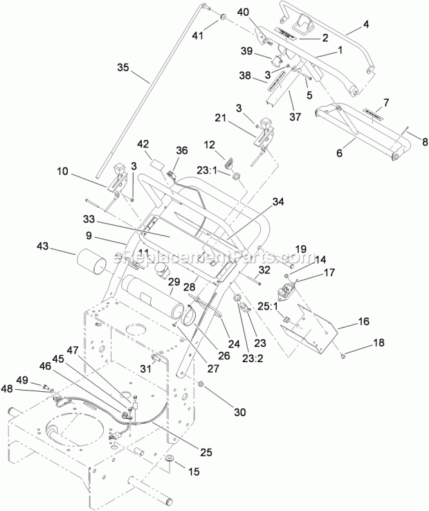 Toro 30072 (311000001-311999999) Commercial Walk-behind Mower, Floating Deck, T-bar, Gear Drive With 32in Cutting Unit, 2011 Par Handle Assembly Diagram