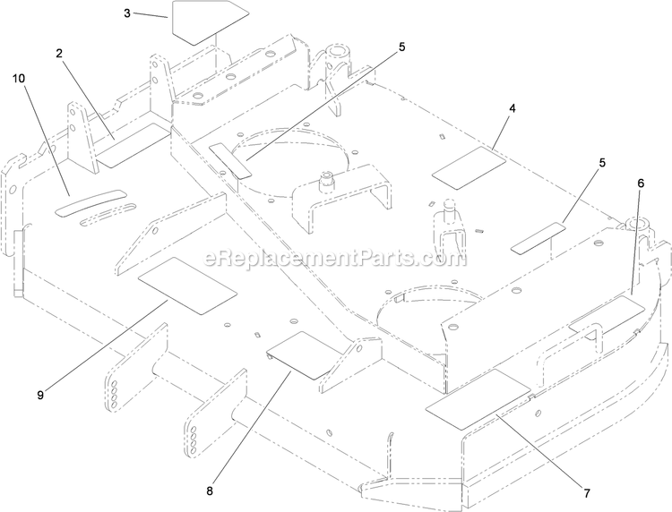 Toro 30074 (312000001-312999999)(2012) Floating Deck, T-Bar, Gear Drive With 36in Cutting Unit Walk-Behind Mower Deck Decal Assembly Diagram