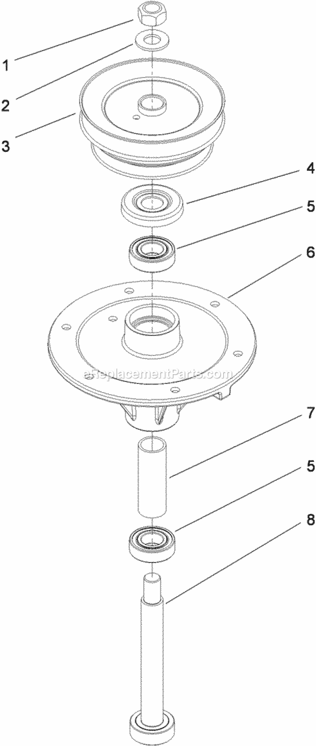 Toro 30078 (310000001-310999999) Commercial Walk-behind Mower, Floating Deck, T-bar, Gear Drive With 48in Turbo Force Cutting Un Spindle Assembly No. 110-0729 Diagram