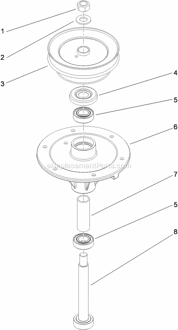 Toro 30079 (310000001-310999999) Commercial Walk-behind Mower, Floating Deck, T-bar, Gear Drive With 52in Turbo Force Cutting Un Spindle Assembly No. 110-0730 Diagram
