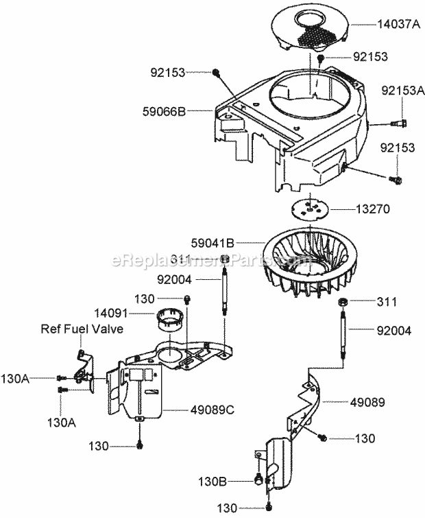 Toro 30096 (280000001-280999999) Commercial Walk-behind Mower, Floating Deck T-bar Gear With 40in Turbo Force Cutting Unit, 2008 Cooling Equipment Assembly Kawasaki Fh430v-Ds28 Diagram