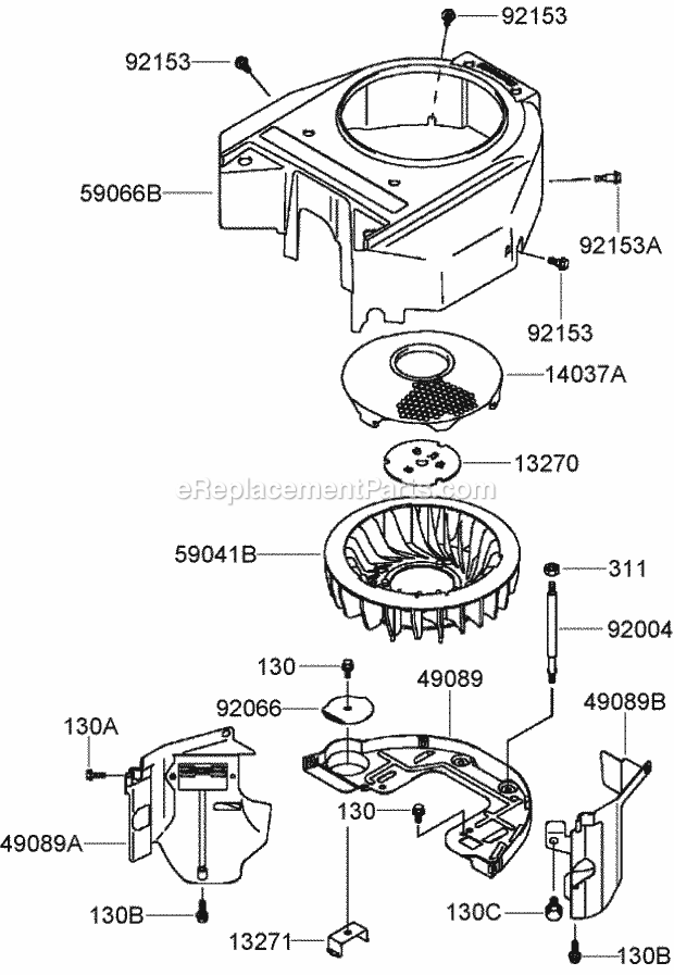 Toro 30099 (270000001-270999999) Commercial Walk-behind Mower, Floating Deck T-bar Gear With 52in Turbo Force Cutting Unit, 2007 Cooling Equipment Assembly Kawasaki Fh541v-Es30 Diagram