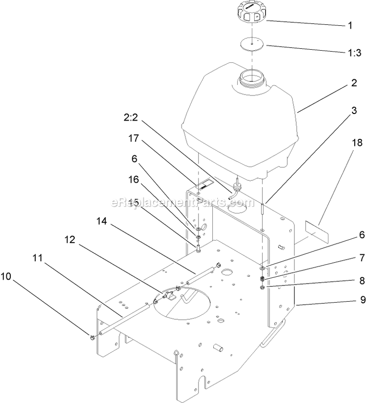 Toro 30099 (280000001-280999999)(2008) Floating Deck T-Bar Gear With 52in Turbo Force Cutting Unit Walk-Behind Mower Fuel System Assembly Diagram