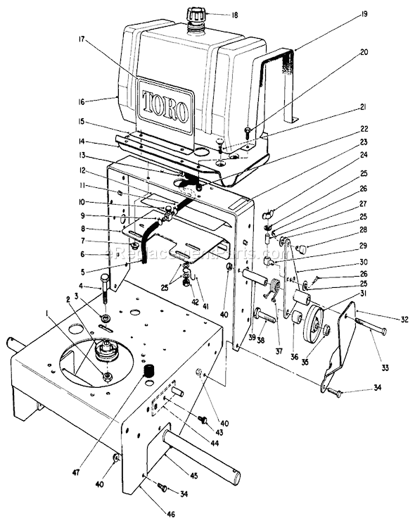 Toro 30102 (9000001-9999999)(1989) Lawn Mower Frame Assembly Diagram