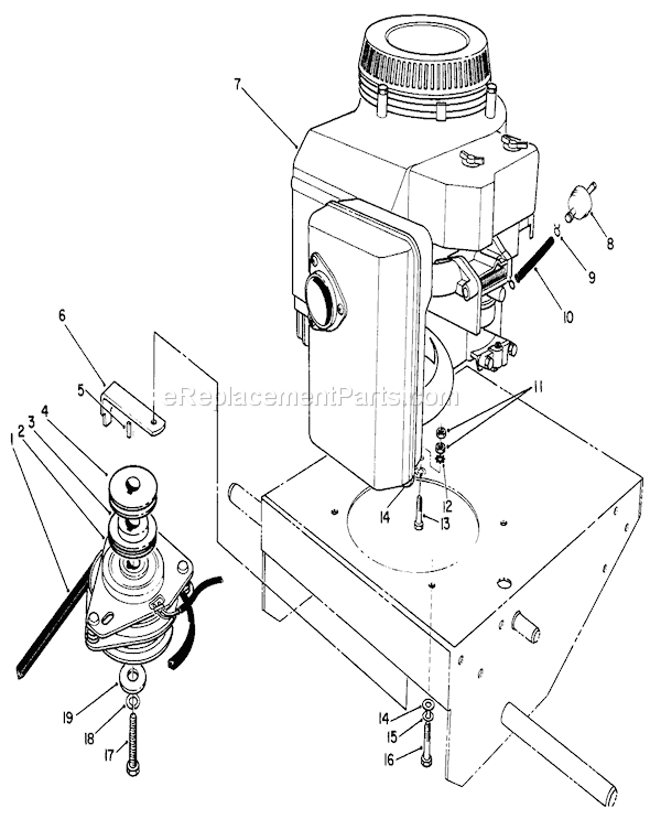 Toro 30115 (0000001-0999999)(1990) Lawn Mower Engine and Clutch Assembly Diagram