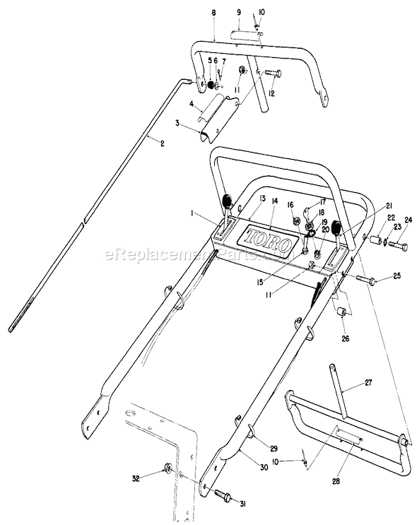 Toro 30116 (5000001-5999999)(1985) Lawn Mower Handle Assembly Diagram