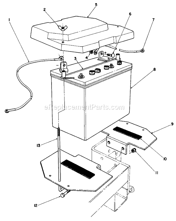 Toro 30117 (0000001-0999999)(1990) Lawn Mower Battery Assembly Diagram