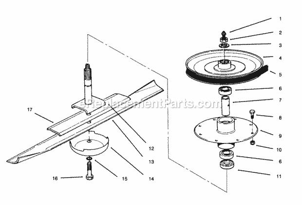 Toro 30133 (790001-799999) (1997) 32-in. Recycler Mower Drive Spindle Assembly Diagram