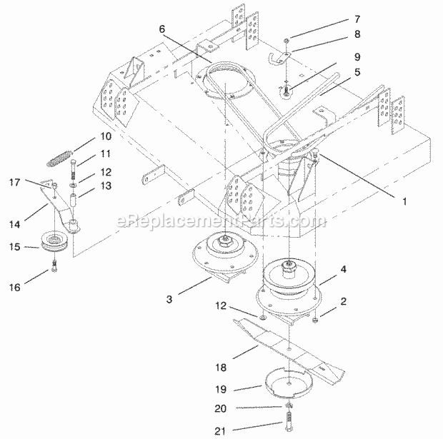 Toro 30135 (790001-799999) (1997) 36-in. Side Discharge Mower Spindle and Idler Assembly Diagram