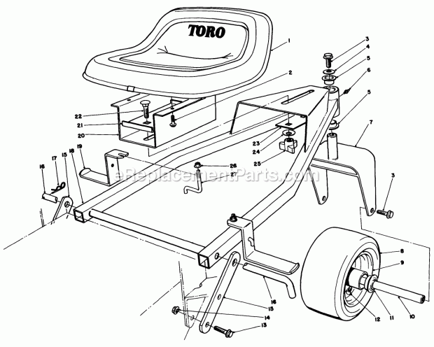 Toro 30136 (4000001-4999999) (1984) 36-in. Side Discharge Mower Sulky Model No. 30120 (Optional) Diagram