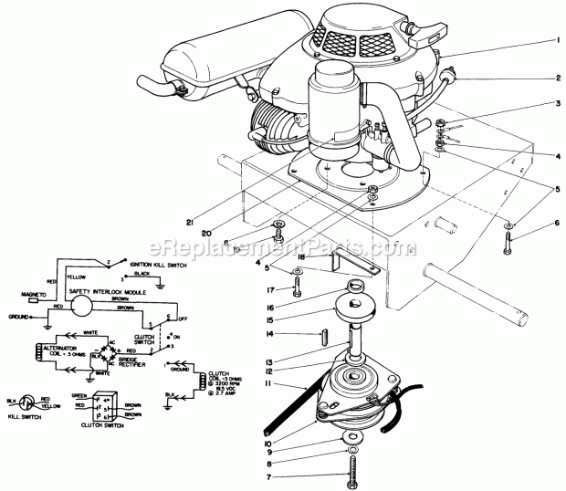 Toro 30136 (5000001-5999999) (1985) 36-in. Side Discharge Mower Engine Assembly Diagram