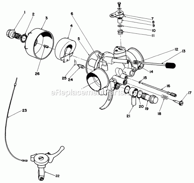 Toro 30136 (6000001-6000797) (1986) 36-in. Side Discharge Mower Carburetor Assembly Diagram