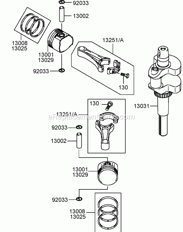 Toro 30140 (240000001-240999999) Mid-size Proline T-bar Gear, 15 Hp With 48in Side Discharge Mower, 2004 Piston and Crankshaft Assembly Kawasaki Fh430v-As25 Diagram
