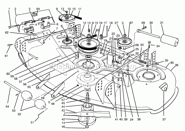 Toro 30144 (690001-690645) (1996) 44-in. Side Discharge Mower Cutting Unit Assembly Diagram