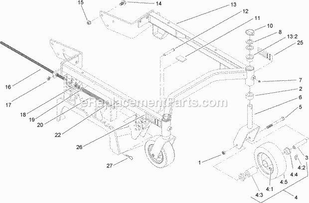 Toro 30149 (250000001-250999999) 44in Sfs Side Discharge Mower, Proline Mid-size Traction Unit, 2005 Carrier Frame Assembly Diagram