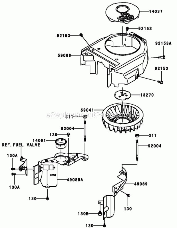 Toro 30150 (240000001-240999999) Mid-size Proline T-bar Gear, 13 Hp With 32in Side Discharge Mower, 2004 Cooling Equipment Assembly Kawasaki Fh381v-As25 Diagram