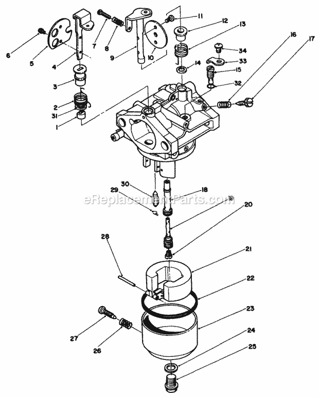 Toro 30165 (3900001-3999999) (1993) Lawn Mower Carburetor Assembly Diagram