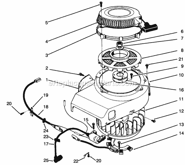 Toro 30165 (4900001-4999999) (1994) Lawn Mower Recoil & Flywheel Assembly Diagram