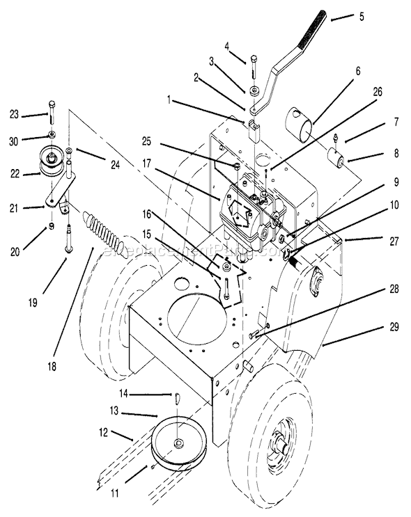 Toro 30165 (5900001-5999999)(1995) Lawn Mower Transmission, Idler, Drive Pulleys and Drive Belt Diagram