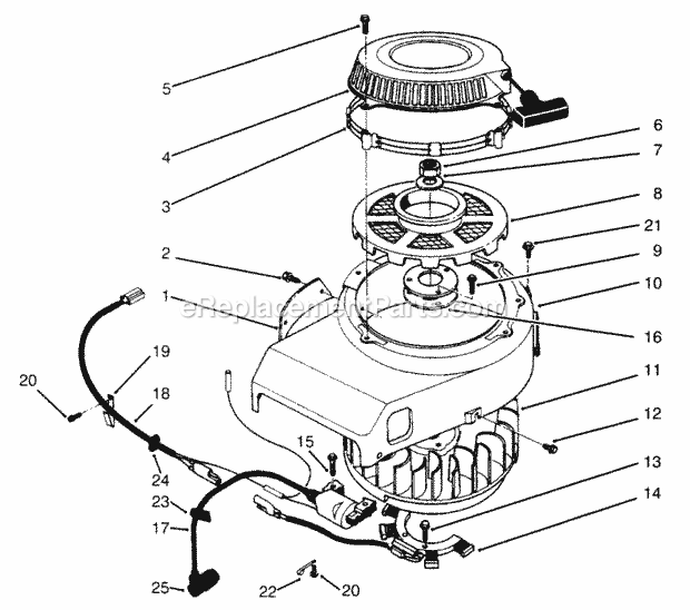 Toro 30166 (590001-599999) (1995) Mid-size Proline Gear Traction Unit, 12.5 Hp Recoil & Flywheel Assembly Diagram