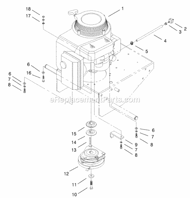 Toro 30167 (210000001-210999999) Mid-size Proline Gear Traction Unit, 12.5 Hp, 2001 Engine Assembly Diagram