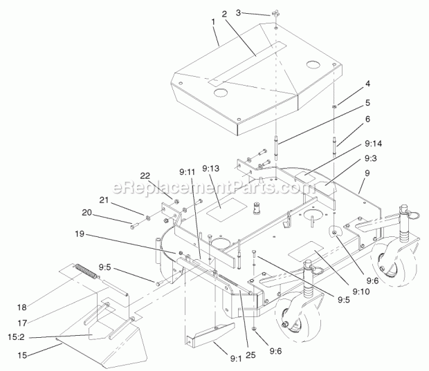 Toro 30171 (220000001-220999999) Mid-size Proline Gear, 12.5 Hp W/ 32-in. Sd Mower, 2002 Deck Assembly Diagram
