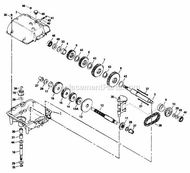 Toro 30180 (100001-199999) (1991) Mid-size Proline Gear Traction Unit, 16 Hp Peerless Transmission Model No. 700-039 Diagram